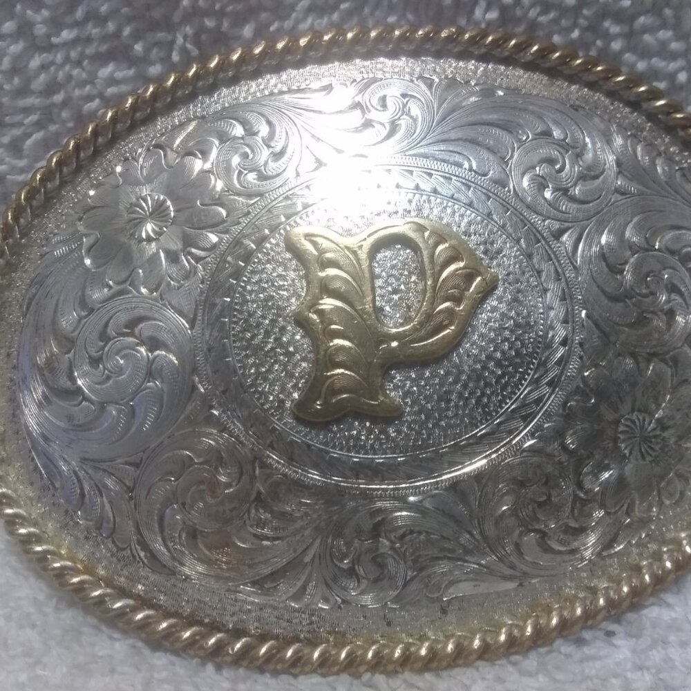 Montana Silversmiths Sterling Silver Plate Letter P Silver Flower Filigree Great - Picture 3 of 11